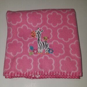 Little Bedding Nojo Zebra Pink Fleece Baby Blanket Lovey White Flowers Bird